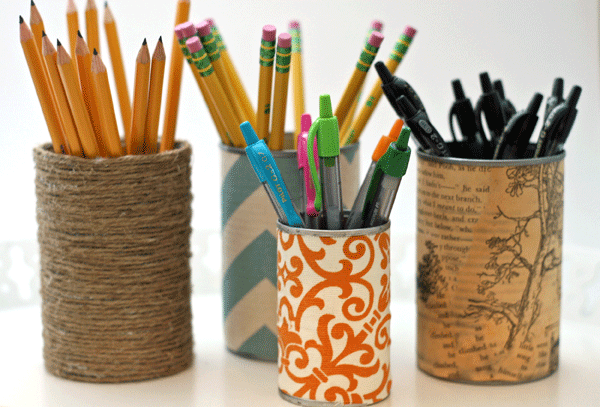 Hộp đựng bút làm từ vỏ hộp kim loại là một ý tưởng tái chế tuyệt vời